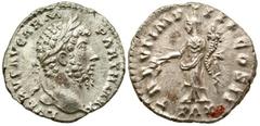 Lucius Verus. A.D. 161-169. AR denarius (18.33 mm, 3.14 g, 2 h). Rome mint, struck A.D. 166. L VERVS AVG ARM PARTH MAX, laureate head right / TR P VI IMP IIII COS II, PAX, Pax standing left, holding o