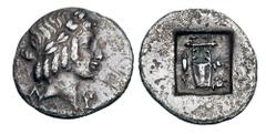 LYCIA, Lycian League, Masicytos. After 168 BC. AR Hemidrachm (1.35 gm). Laureate head of Apollo / Lyre in shallow incuse square. Tr.149v. Toned aVF.