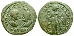 Moesia Inferior, Marcianopolis. Gordian III. AE 27 pentassarion (26.68 mm, 12.54 g, 1 h). Menofilos, magistrate . ANTWNIOC ΓOPΔIANOC AVΓ / AVT K M, confronted busts of Gordian III, laureate, draped an