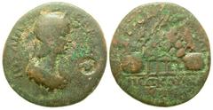 Cappadocia, Caesarea. Julia Maesa. Augusta, A.D. 218-224/5. AE 36 (35.79 mm, 22.84 g, 11 h). A.D. 218-222. IOYΛIA [MAICA] CЄB[ACTH], diademed and draped bust of empress right; countermark in right fie