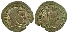 Constantine I, as Caesar under Severus II, Galerius or Licinius. As Caesar, A.D. 306-307. AE follis (29.43 mm, 10.81 g, 1 h). Carthage Mint, struck A.D. 307. FL VAL CONSTANTINVS NOB CAES, laureate hea