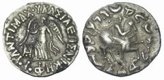 Non-Classical Cultures Graeco-Baktrian Kingdom. Antimachos II. Ca. 174-165 B.C. AR drachm (16.7 mm, 2.36 g, 11 h). Nike advancing left, holding palm in outstretched right hand and fillet in left; MT m