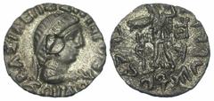Non-Classical Cultures Graeco-Baktrian Kingdom. Zoilos II. Ca. 55-35 B.C. AR drachm (16.5 mm, 2.38 g, 2 h). Jammu. Diademed and draped bust right / Athena advancing left, brandishing a spear and holdi