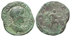 Roman Imperial Gordian III. A.D. 238-244. Æ sestertius (31.2 mm, 20.40 g, 12 h). Rome, A.D. 239. IMP CAES M ANT GORDIANVS AVG, laureate, draped and cuirassed bust right / P M TR P II COS P P, SC, Gord