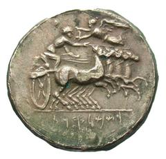 Exonumia Sicily, Siculo-Punic. 330-305 B.C. PB tetradrachm (27.7 mm, 15.30 g). UNIFACE LEAD / ROSA OFF-METAL TRIAL STRIKE. Uniface / Charioteer driving quadriga right, Nike flying left above, Punic le