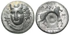 Exonumia Thessaly, Larissa. Ca. 356-342 B.C. PB stater (24.1 mm, 8.24 g). BIFACE LEAD / ROSA OFF-METAL TRIAL STRIKE. Head of nymph Larissa facing 3/4 left / ΛAPI Σ AIΩN, bridled horse prancing right, 