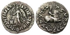 Non-Classical Cultures Graeco-Baktrian Kingdom. Antimachos II. Ca. 174-165 B.C. AR drachm (17.4 mm, 2.25 g, 11 h). Nike advancing left, holding palm in outstretched right hand and fillet in left; MT m