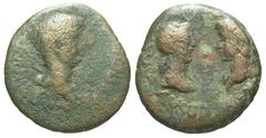 Roman Provincial Crete, Knossos. Nero and Octavia. Æ 26 (26.4 mm, 9.09 g, 1 h). A.D. 54-62. ca. A.D. 55-60. Volumnius Lupinus, magistrate. Vary Rare. NERO CLAV CAES AVG IMP LVPINO VOLVMNIO II, bare-he