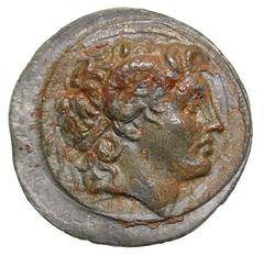Exonumia Thracian Kingdom. Lysimachos. As King, 306-281 B.C. PB tetradrachm (33.7 mm, 11.22 g, 6 h). UNIFACE LEAD / ROSA OFF-METAL TRIAL STRIKE. Diademed head of the deified Alexander right, wearing h