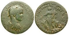 Roman Provincial Cilicia, Tarsus. Caracalla. A.D. 198-217. AE 34 biassarion (?) (33.62 mm, 20.12 g, 7 h). legend unclear, laureate, draped and cuirassed bust of Caracalla right, seen from behind / leg