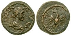 Roman Provincial . Julia Maesa. Augusta, A.D. 218-224/5. 16.07 mm, 3.44 g, 7 h). IVΛIA MAICA, draped bust of Julia Maesa right, hair in bun at nape / legend unclear, eagle standing facing, wings open 