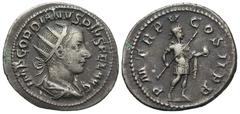 Roman Imperial Gordian III, 238 - 244 AD Silver Antoninianus, Rome Mint, 24mm, 3.98 grams Obverse: IMP GORDIANVS PIVS FEL AVG, Radiate, draped and cuirassed bust of Gordian right. Reverse: P M TR P V 