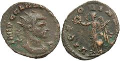 Claudius II, 268 - 270 AD AE Antoninianus, Rome Mint, 21mm, 2.97 grams Obverse: IMP C CLAVDIVS AVG, Radiate, draped and cuirassed bust of Claudius right. Reverse: VICTORIA AVG, Victory advancing left 