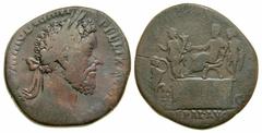 Roman Imperial Commodus. A.D. 177-192. AE sestertius (29.95 mm, 19.77 g, 11 h). Rome mint, struck A.D. 186. M COMMODVS ANT P FELIX AVG BRIT, laureate head of Commodus right / LIBERAL AVG VI, S - C in 