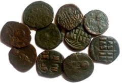 Group Lots [Byzantine]. GROUP LOTS, Lot of 10 Byzantine Bronze Coins. Group lot of 10 Byzantine follis Average grade Fair-Fine. All group lots are sold as-is, returns not accepted. The coins shown are