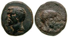 Roman Provincial Syria, Trachonitis. Caesarea Panias. Claudius and Britannicus. A.D. 41-54. AE 19 (19.43 mm, 8.33 g, 12 h). A.D. 44-55. [TI CLAVDIVS CAESAR AVG P M TR P IM P P] (or similar - illegible