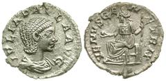 Roman Imperial Julia Paula. Augusta, A.D. 219-220. AR denarius (18.66 mm, 2.20 g, 7 h). Rome mint, struck A.D. . IVLIA PAVLA AVG, draped bust of Julia Paula right, elaborately coifed / VENVS GE-N-ETRI