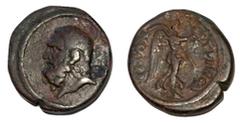 Greek Lydia, Tripolis, Pseudo-Autonomous, 3rd Century ADrnAE16, 3.14 gramsrnObverse: Head of Herakles left.rnReverse: Nike advancing right holding wreath and palm.rnSNGvonAulock3313 // BMC38rnrnex Way