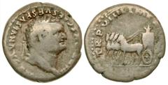 Roman Imperial Titus. A.D. 79-81. AR denarius (17.32 mm, 3.06 g, 5 h). Rome mint, struck A.D. 79. IMP TITVS CAES VESPASIAN AVG P M (ccw), laureate head of Titus right / TR P VIIII IMP X[IIII COS VII P
