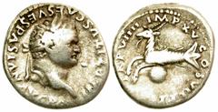 Roman Imperial Titus. A.D. 79-81. AR denarius (19.18 mm, 3.15 g, 6 h). Rome mint, struck A.D. 79, after 1 July . IMP TITVS CAES VESPASIAN AVG P M (ccw), laureate head of Titus right / TR P VIIII IMP X