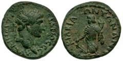 Roman Provincial Lydia, Cilbiani Superior. Trajan. A.D. 98-117. AE 18 (18 mm, 3.91 g). ΑV ΚΑΙ ΝЄΡ ΤΡΑΙΑΝΟС СЄ, laureate had of Trajan right / ΚΙΛΒΙΑ[Ν]ΩΝ ΤΩΝ ΑΝΩ, Tyche standing facing, head left, hol