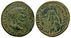 Roman Provincial Lydia, Maeonia. Trajan. A.D. 98-117. AE 31 (31 mm, 14.28 g). ΑVΤ ΚΑΙ ΝЄΡ ΤΡΑΙΑΝΟС СЄΒ ΓЄΡ ΔΑ[K...], laureate and draped bust of Trajan right / ЄΠΙ ΛΙ СЄΙΛΩ-ΝΟС СΤΡ ΜΑΙΟΝΩ, Athena stan