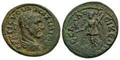 Roman Provincial Macedon, Thessalonica. Maximinus I Thrax. A.D. 235-238. AE (27.19 mm, 9.42 g, 2 h). Radiate, draped and cuirassed bust of Maximinus I Thrax right / Nike advancing left, holding small 
