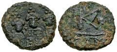 Byzantine Heraclius, Heraclius Constantine and Martina. 613-641. AE half follis (16.5 mm, 3.46 g, 6 h). Rome mint, Struck 623/4. legend illegible, facing busts of Heraclius in center, Heraclius Consta