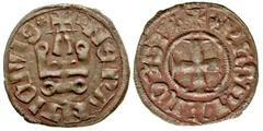 Medieval Frankish Greece, Achaia. Philip of Tarento. 1294-1313. BI denier (19.1 mm, .75 g, 1 h). Denier Tournoise. Lepanto mint, Struck 1307-1313. cross potent within dotted inner border within circul