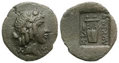 Greek Lycia, Kragos. Ca. 48-23 B.C. AR hemidrachm (14 mm, 1.51 g, 12 h). Laureate head of Apollo right / ΛYKIΩN KP, kithara; tripod to right; all in incuse square. Cf. Troxell 143. VF, dark patina.