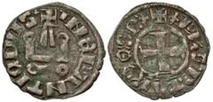 Medieval Frankish Greece, Achaia. Philip of Tarento. 1294-1313. BI denier (18.6 mm, .84 g, 2 h). Denier Tournoise. Lepanto mint, Struck 1307-1313. cross potent within dotted inner border within circul