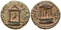 Roman Provincial Syria, Trachonitis. Caesarea Panias. Diva Poppaea and Diva Claudia. Died A.D. 65 and A.D. 63 respectively. AE 19 (19.79 mm, 5.10 g, 11 h). A.D. 65-68. Under Nero. DIVA POPPAEA AVG, st
