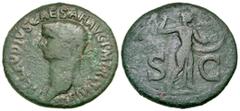Roman Imperial Claudius. A.D. 41-54. AE as (29.3 mm, 10.01 g, 7 h). Rome mint, struck A.D. 42-43. TI CLAVDIVS CAESAR AVG P M TR P IMP PP, bare head of Claudius left / S-C, Minerva standing right holdi