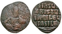 Byzantine Anonymous (attributed to Basil II and Constantine VIII). Ca. 976-1025. AE follis (30.4 mm, 10.24 g, 7 h). Anonymous class A2. Constantinople mint. +ЄMMANOVHA, Nimbate bust of Christ facing, 