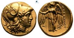 Greek Kings of Macedon. Babylon. Alexander III "the Great" 336-323 BC. Struck under Seleukos in the Name of Alexander III Stater AV 18 mm, 8,52 g Head of Athena right, wearing triple-crested Corinthia