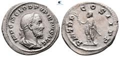Roman Imperial Pupienus AD 238. Rome Denarius AR 20 mm, 2,50 g IMP C M CLOD PVPIENVS AVG, laureate, draped and cuirassed bust to right / P M TR P COS II P P, Felicitas standing to left, holding caduce