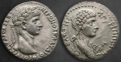 Roman Provincial Seleucis and Pieria. Antioch. Nero with Agrippina Junior circa AD 54-68. Dated RY 3 and year 105 of the Caesarean Era Tetradrachm AR 26 mm, 14,50 g ΝΕΡΩΝΟΣ ΚΛΑΥΔΙΟΥ ΘΕΟΥ ΥΙ ΚΑΙΣΑΡΟΣ Σ