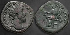 Roman Imperial Marcus Aurelius AD 161-180. Struck AD 168. Rome Sestertius Æ 31 mm, 27,27 g M ANTONINVS AVG ARM PARTH MAX, laureate head to right / [TR POT XXII] IMP V COS I[II], Aequitas seated to lef