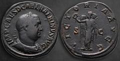 Roman Imperial Balbinus AD 238. Rome Sestertius Æ 31 mm, 20,79 g IMP CAES D CAEL BALBINVS AVG, laureate, draped and cuirassed bust right / VICTORIA AVGG / S C, Victory, draped and diademed, standing f