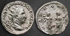 Roman Imperial Trajan Decius AD 249-251. Rome Antoninianus AR 21 mm, 4,41 g IMP C M Q TRAIANVS DECIVS AVG, radiate, draped and cuirassed bust right / PANNONIAE, the two Pannonia, veiled, standing faci