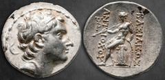 Greek Seleukid Kingdom. Antioch. Antiochos III Megas 222-187 BC. Tetradrachm AR 28 mm, 17,05 g Diademed head right / BAΣIΛEΩΣ ANTIOXOY, Apollo seated to left on omphalos, holding arrow and resting on 