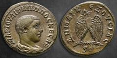 Roman Provincial Seleucis and Pieria. Antioch. Philip II as Caesar AD 244-247. Billon-Tetradrachm mm, 11,12 g MAP IOYΛI ΦIΛIΠΠOC KECAP, bare-headed, draped and cuirassed bust right / ΔHMAPX EΞOYCIAC, 