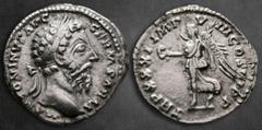 Roman Imperial Marcus Aurelius AD 161-180. Rome Denarius AR 18 mm, 3,23 g M ANTONINVS AVG GERM SARM, laureate head right / TR P XXXI IMP VIII COS III P P, Victory advancing left, holding wreath and pa
