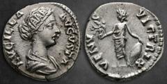 Roman Imperial Lucilla AD 164-169. Rome Denarius AR 17 mm, 3,14 g LVCILLA AVGVSTA, draped bust to right / VENVS VICTRIX, Venus standing facing, head to left, holding Victory and supporting shield. Ext