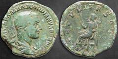 Roman Imperial Gordian I AD 238. Struck AD 238. Rome Sestertius Æ 31 mm, 20,12 g [I]MP CAES M ANT GORDIANVS AFR AVG, laureate, draped and cuirassed / [SEC]VRITAS A[VGG], Securitas seated to left, hold