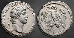 Roman Provincial Seleucis and Pieria. Antioch. Otho AD 69-69. Tetradrachm AR 26 mm, 15,51 g [ΑΥΤΟΚΡΑΤ]WΡ ΜΑΡΚΟϹ ΟΘWΝ ΚΑΙϹ[Α]Ρ ϹƐΒΑϹΤΟϹ, laureate head right / ƐΤΟΥϹ Α, eagle with wreath in beak on wrea