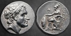 Greek Kings of Pergamon. Pergamon. Philetairos 282-263 BC. Struck circa 269/8-263 BC Tetradrachm AR 30 mm, 16,88 g Diademed head of Seleukos I right / ΦΙΛΕΤΑΙΡΟΥ, Athena enthroned left, holding shield