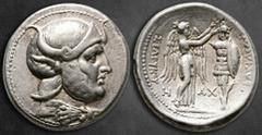 Greek Seleukid Kingdom. Susa. Seleukos I Nikator 312-281 BC. 305/4-295 BC. Tetradrachm AR 27 mm, 17,01 g Head of Seleucus I right, wearing Attic helmet covered with panther skin and decorated with bul
