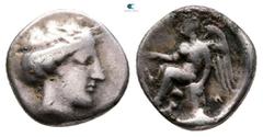 Greek Bruttium. Terina circa 400-356 BC. Triobol AR 11 mm, 1,15 g Fine