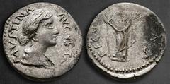 Roman Imperial Faustina II AD 147-175. Contemporary Barbaric Imitation Denarius AR 18 mm, 2,82 g FAVSTINA AVGVSTA, draped bust right, sometimes diademed / FECVNDITAS, Fecunditas standing right, holdin